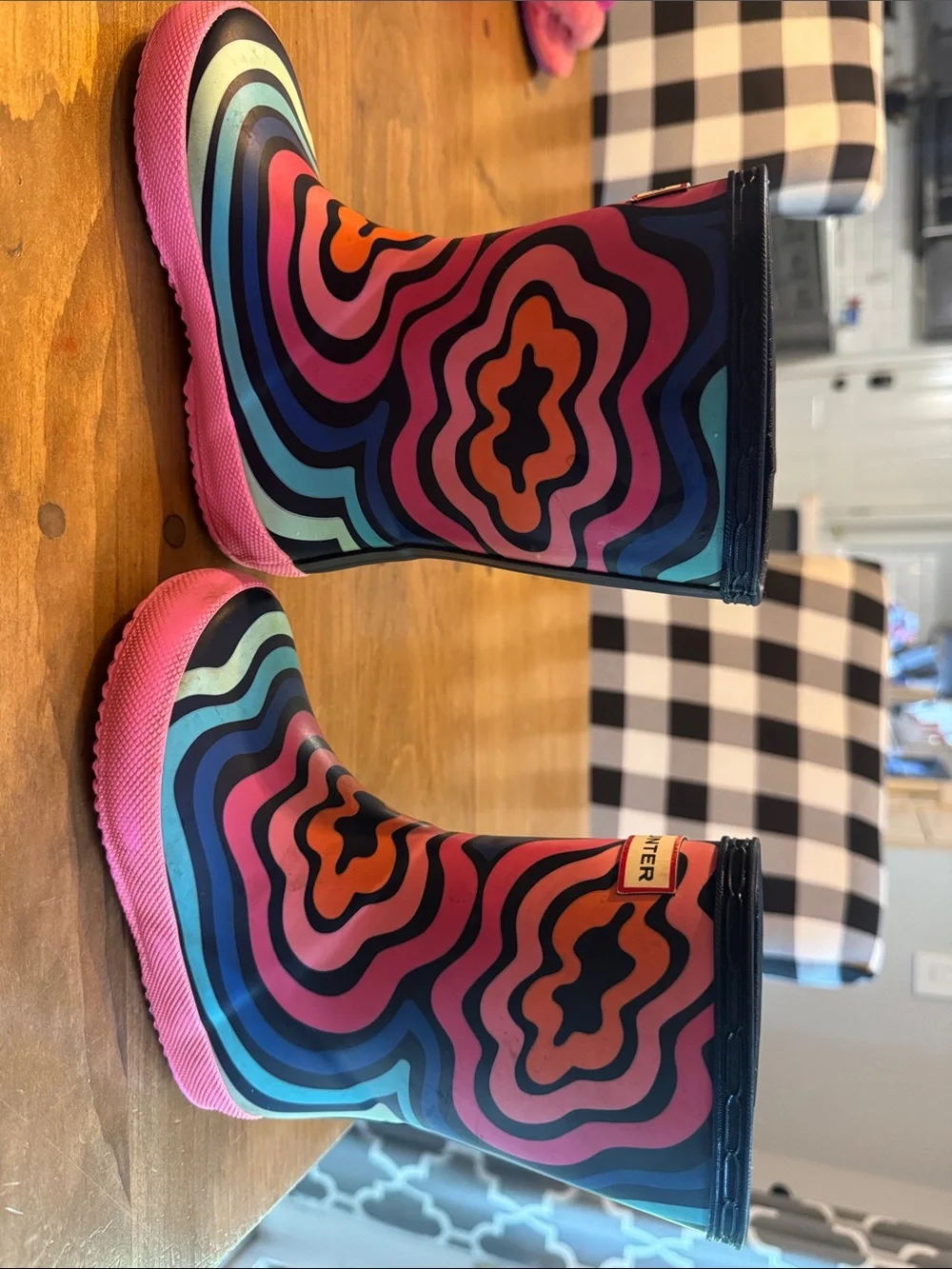 Hunter Kids Rainbow Wave Rain Boots - Pink, Blue, Green, Orange